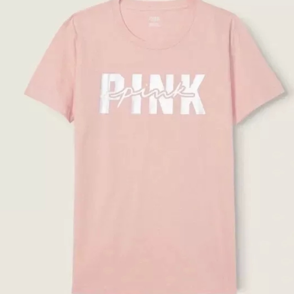 VICTORIA'S SECRET PINK SHORT SLEEVE T-SHIRT PINK LOGO TOP TEE XXL NWT